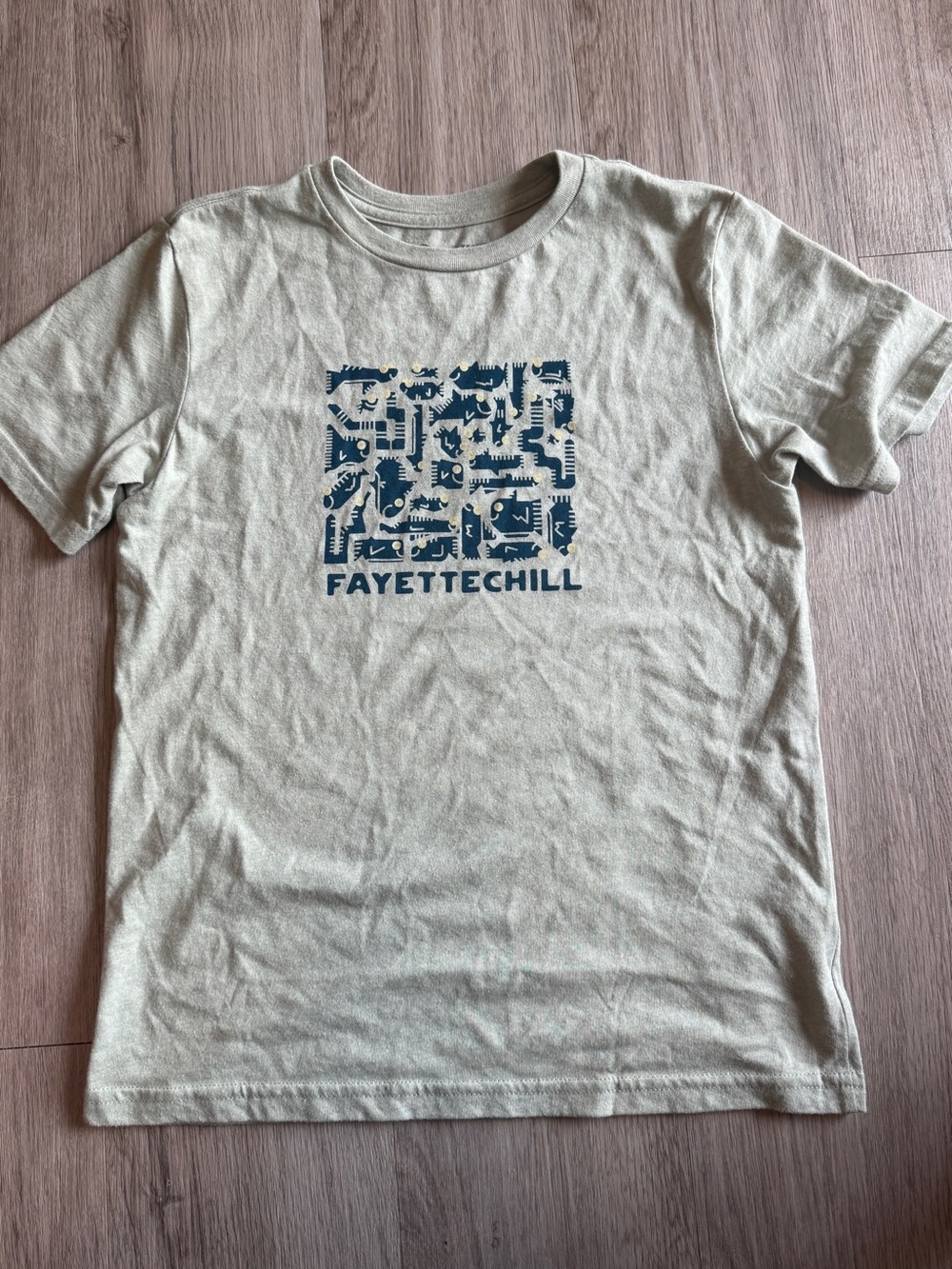 Fayettechill Kids Short Sleeve Graphic Tee - Light Olive with Navy Print